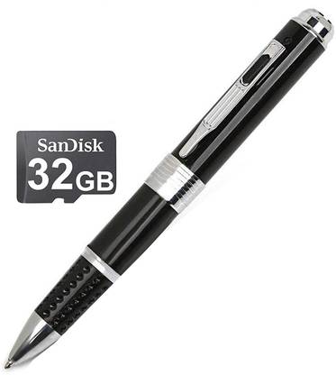 TECHNOVIEW Silver HD Spy Pen Camera 1080P Full HD Free 32GB Memory Card Audio Video Recording Hidden Pen Recorder with Surveillance Loop Recording/Plug Play to PC and Mac/32GB Micro SD Card Included Security Camera