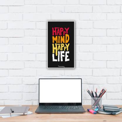Happy Mind Happy Life Poster 18 x 12 Inch Fine Art Print
