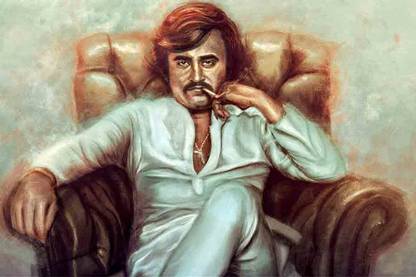 Rajinikanth Painting Poster Waterproof Vinyl Sticker for Home Decor || can1564-1 Fine Art Print