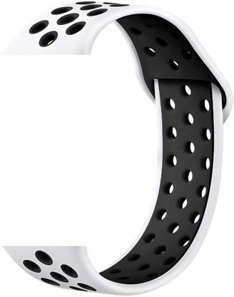 TINGTONG Soft Silicone Sport Strap Band for iWatch 38mm/40mm, Compatible with Watch Series 1/2/3/4/5 T_38/40mm_White&BlackHole(Silicon) Smart Watch Strap