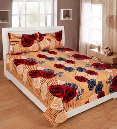 DAKSHITA 240 TC Polyester Double Floral Flat Bedsheet