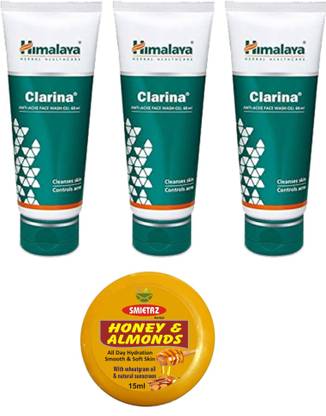 SMIETRZ Honey & Almonds 15ml $ Himalaya Clarina ANTI-ACNE FACE WASH GEL Cleanses skin, controls acne face wash 60 ml Face Wash (180 g)