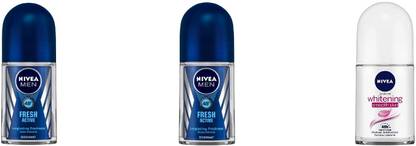 NIVEA MEN FRESH ACTIVE ROLL ON 25 ML & WHITENING SMOOTH SKIN ROLL ON 25 M Deodorant Roll-on  -  For Men & Women