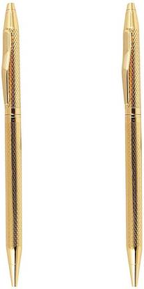 SMART WORLD Excellent Slim Golden Plated Pen Set (Pack Of 2)Best for Gifting & Self Use Ball Pen