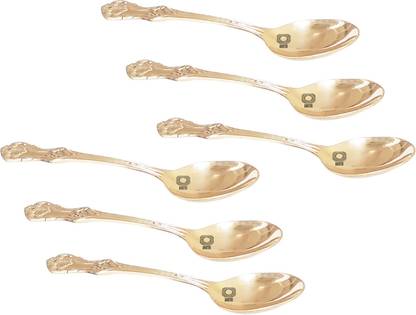 anutri Pure Embossed Pita Brass Cutlery Set Chamach Brass Table Spoon Set