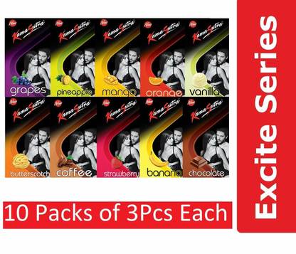 Kamasutra TEN DIFFERENT FLAVOUR CONDOM FOR MAN PACK OF 10 (EACH 3) Condom