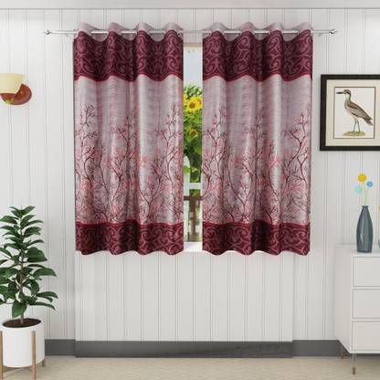Tanishka Fabs 153 cm (5 ft) Window Polyester Semi Transparent Curtain (Pack Of 2)