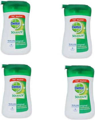 Dettol 4 SQUEEZY ORIGINAL 100 ML Hand Wash Pump Dispenser