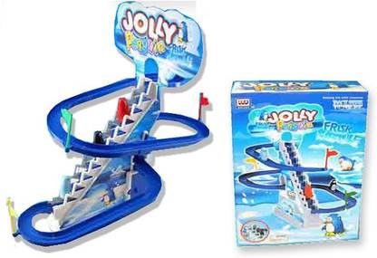 ZEUS Penguin Roller Coaster Track Toy Game Penguins Slides & Climbs Racing Battery Operated Musical Kids Games