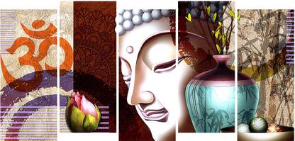 Poster N Frames Set of 5 buddha 14407 Digital Reprint 27.5 inch x 60 inch Painting