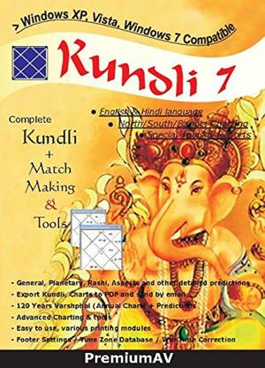 PremiumAV Kundli 7 English and Hindi Language Complete Kundli Software + Match Making & Tools