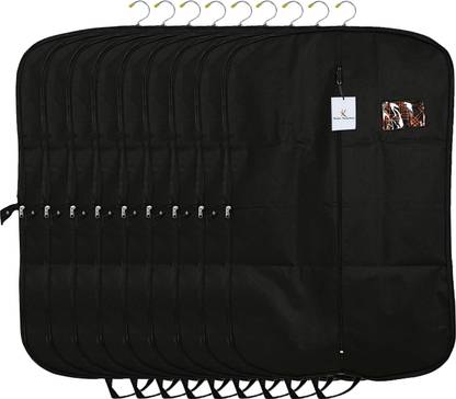 KUBER INDUSTRIES Designer 9 Pieces Foldable Non Woven Men's Coat Blazer Suit Cover (Black) -CTKTC41371 BLLON041371