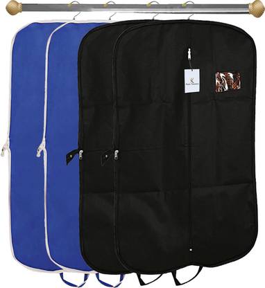 KUBER INDUSTRIES Designer 4 Pieces Foldable Non Woven Men's Coat Blazer Suit Cover (Black & Royal Blue) -CTKTC41721 041721