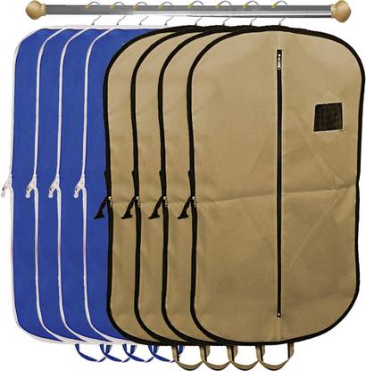 KUBER INDUSTRIES Designer 8 Pieces Foldable Non Woven Men's Coat Blazer Suit Cover (Brown & Royal Blue) -CTKTC41790 041790
