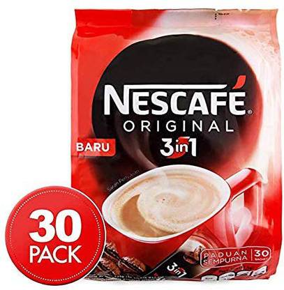 Nescafe 3 in 1 Original Soluble Coffee Beverage, 30 Sachets Bag Instant Coffee