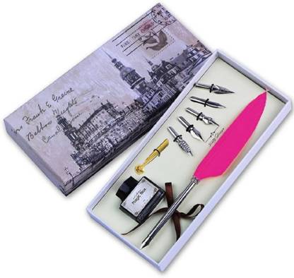 SMART WORLD Calligraphy PINK Feather Pen set unique,royal and attractive or self use & gifting Calligraphy