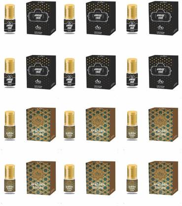 DNA Lifestyle Ambre Oud + Arabian Times - 2ml Attar Roll-on Concentrated Perfume - Pack of 12 Floral Attar