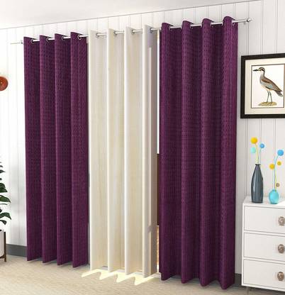 kiara Creations 153 cm (5 ft) Polyester Room Darkening Window Curtain (Pack Of 3)