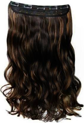 New Jaipur Handicraft Hukum Mere Aaka Natural Highlight Curly Extensions For Women / Brown Black Curly Extensions for Women Hair Extension