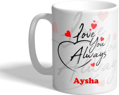 Beautum LOVE YOU ALWAYS Aysha (350)ml WHITE MUG Ceramic Coffee Mug