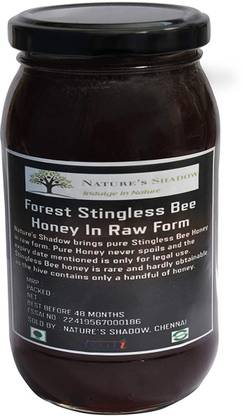 Nature's Shadow Forest Honey in Raw Form with Origin Specification (StinglessBee Honey Thalavdi Origin in Glass Bottle, 500 Grams)