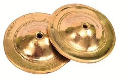 mPix Manjeera/MANJIRA BRASS PAIR WITH White COTTON STRING INDIAN MUSICAL INSTRUMENT -Medium Size Kartal Instrument