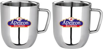Apeiron Stainless Steel Tea & Coffee (Pack of 2) Stainless Steel Coffee Mug