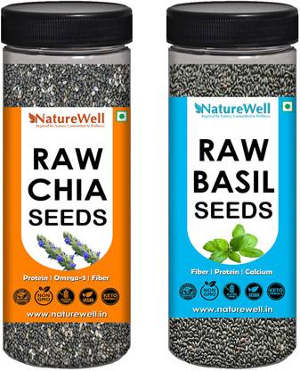 Naturewell Combo Pack of Chia Seed and Basil Seed Chia Seeds, Basil Seeds