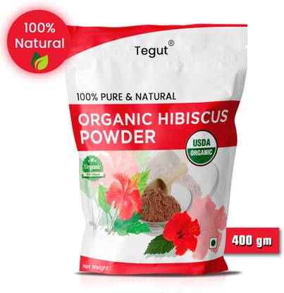 Tegut Herbal Pure and Natural Hibiscus Powder for Lustrous and Bouncy Hair-400g (Pack of 1)