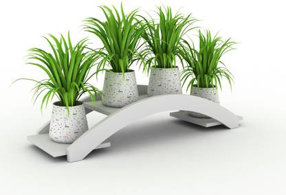 Lycka Four Pot Small Bridge Planter - White Finish Plant Container Set
