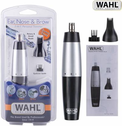 WAHL Ear, nose and brow trimmer Trimmer Desigened and Devloped in USA | Made in USA | The Brand Used by Professionals clippers and trimmers have been used by professionals in the salon & barber industry since 1919 Grooming Kit 30 min  Runtime 2 Length Settings