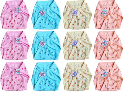 V.B.K Baby Nappy (Langot), 12 Pcs, Hosiery Soft Cloth Material, Multicolor, 0-6 Months
