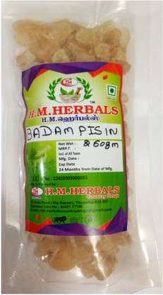 HM Herbals NATURAL Almond Gum Badam Pisin 100% Natural Traditional Made and No Preservatives Dried Gum (250 gm) Dried Gum