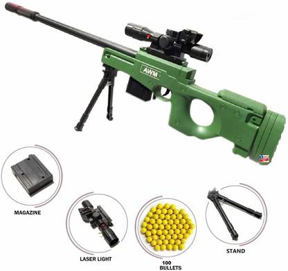 Toyji PUBG AWM Sniper Gun Toy Sniper Rifle - Length 30 Inch / 76 cm , Big Size BB Bullet Toy Gun for Kids + 100 Plastic BB Bullet Guns & Darts