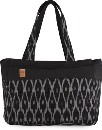 Tales Of Turiya Canvas & Handwoven Ikkat Tote with Inbuilt Bottle Holder Shoulder Bag