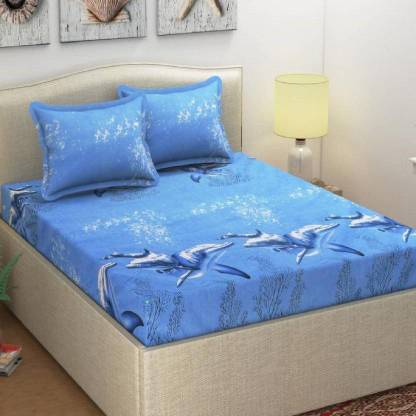 ZESTUREE 135 TC Microfiber Double 3D Printed Flat Bedsheet