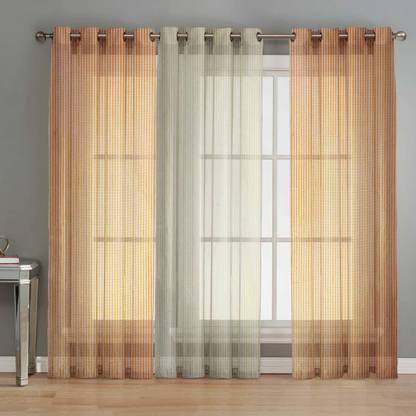La elite 274 cm (9 ft) Net Transparent Long Door Curtain (Pack Of 3)