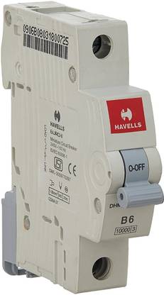 HAVELLS PVC Plastic 6A MCB SP B Curve-01 MCB