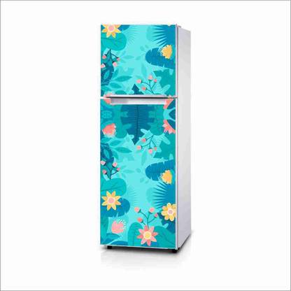 Printart 40 cm Artistic Tropical Plants Fridge Sticker, Wallpaper, Warp, Skin, Decals Large Vinyl And 3D Stickers. Self Adhesive Sticker