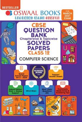 Oswaal CBSE Question Bank Class 12 Computer Science Book Chapterwise & Topicwise (For 2021 Exam)