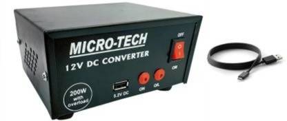 Microtech 200 Watt Car Inverter 12V DC to 220V AC Converter for UPTO 200 W Load with Ultra High Quality Charging Data Cable Car Inverter
