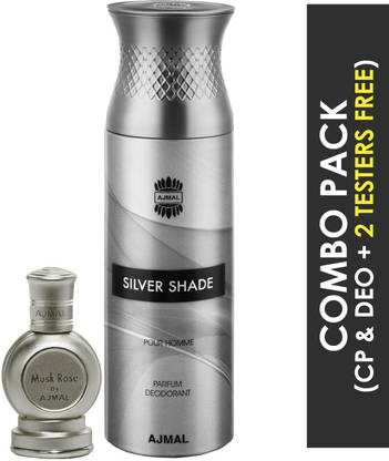 Ajmal Musk Rose CP 12ML and Silver Shade Deodorant 200ML For Men & Women