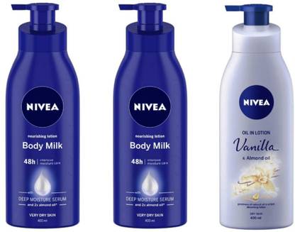 NIVEA Body Milk & Vanilla Body Lotion 400 ML (Pack of 3) #55