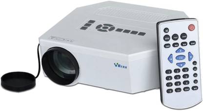 vBera HDMI LED Projector Home Cinema Theater with AV, VGA, USB SD Card Support (White) Projector Screen (Width 243 cm x 250 cm Height)