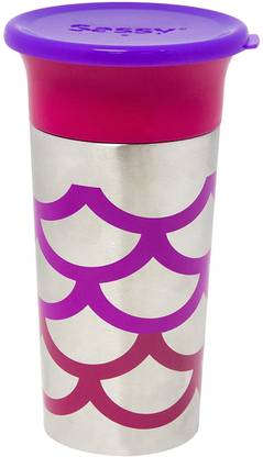 SASSY Stainless Steel 360 Grow-Up Spout Less Sippy Cup with Travel Lid