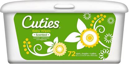 Cuties Baby Wipes (Tub, Powder Scent, 72-Count), Pack Of 12