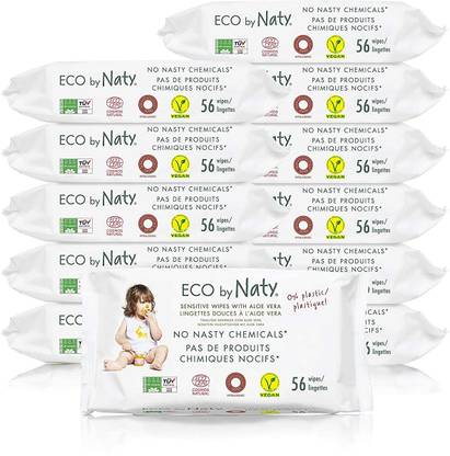 Naty by Nature Babycare Eco Baby Wipes With Aloe Vera, 12 Counts Of 56 (672 Wipes)