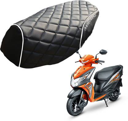 MOTOTRANCE PU Leather Designer Scooter (MTSC-304-BLWH) Single Bike Seat Cover For Honda Dio
