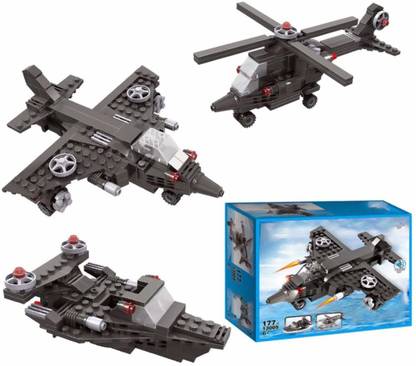 Magicwand DIY 3-in-1 Helicopter,Jet Plane,Gunboat Building Blocks for Kids (177 Pcs)