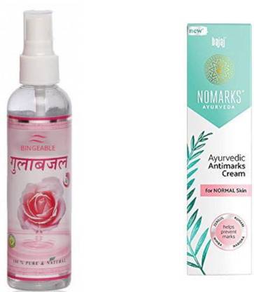 Bingeable Rose Water 100ml with SPRAY & Bajaj Nomarks For DRY Skin 25gm